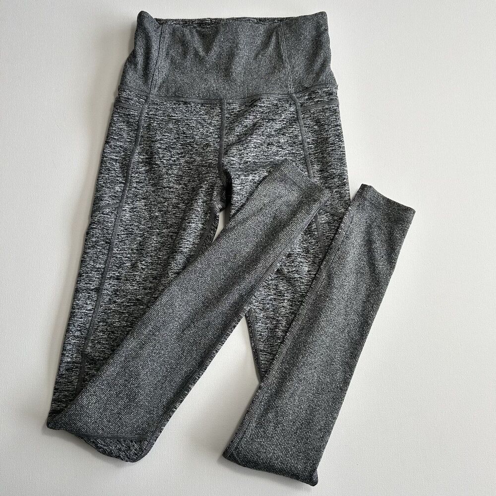 Athleta Exhale Heel Tight Heathered Gray High Rise Full Length Leggings Size XS - Picture 3 of 10